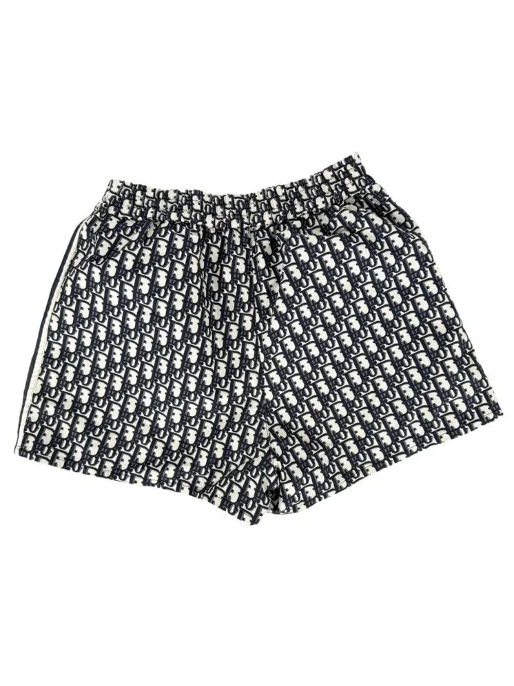 Dior Pants Oblique Shorts 34 Navy Beige Silver Polyester Spring Summer Vintage